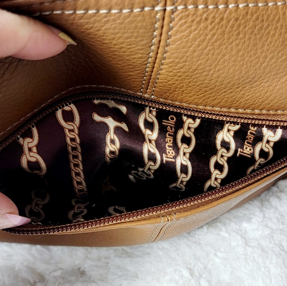 Tignanello Genuine Leather Tan Satchel Bag - Picture 4 of 13